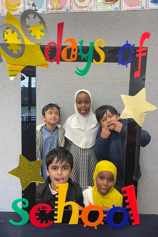 Year 1s celebrating their 100th Day of School